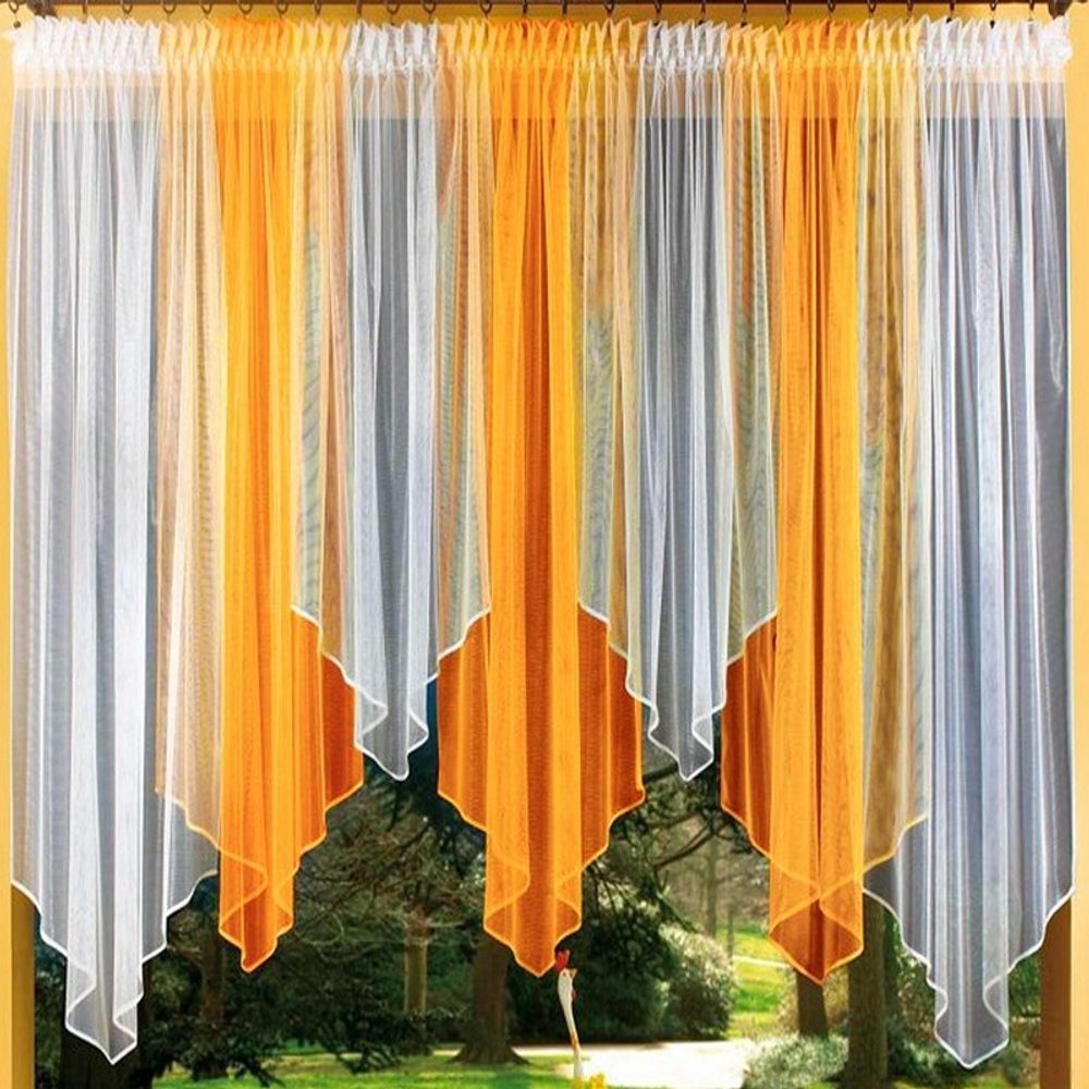 Занавеска "Ф. ПАТРИСИЯ", цвет бело-оранжевый, Польша. Занавеска "Ф. ПАТРИСИЯ", цвет бело-оранжевый, Польша.