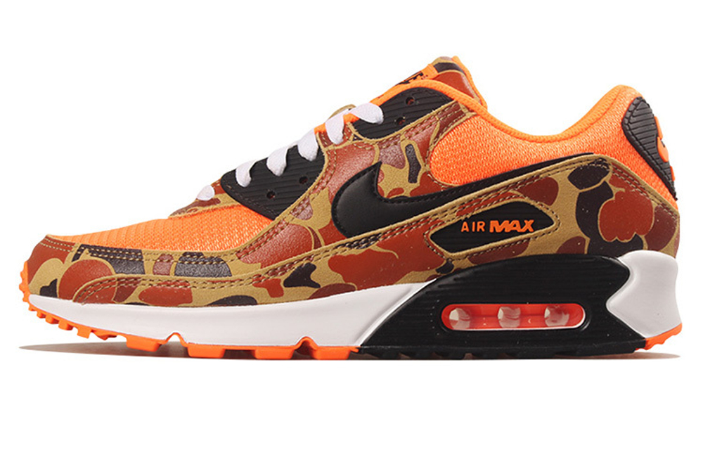 Nike Air Max 90 duck camo orange retro comfortable breathable balanced low-top air cushion casual running shoes men and women with the same violent orange