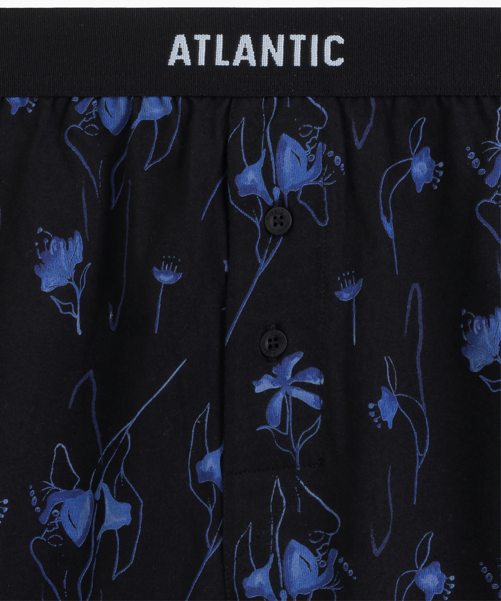 Мужские трусы боксеры Atlantic, набор из 2 шт., хлопок, черный + голубой, 2MBX-093