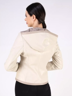 Кожаная куртка осень натуральная с капюшоном