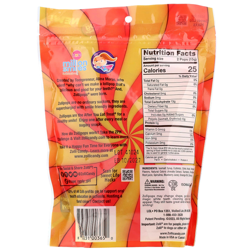 Zollipops, Ласточки для чистки зубов, вишня + ананас, прибл. 23-25 леденцов, 5,2 унции