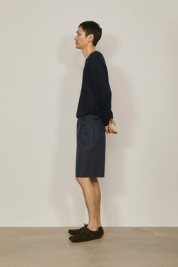 Massimo Dutti Льняные бермуды Total Look с вытачками - Limited Edition, темно-синий