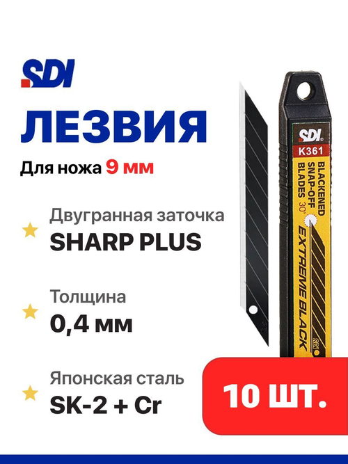 Лезвия для канцелярского ножа 9 мм 10 шт SK2