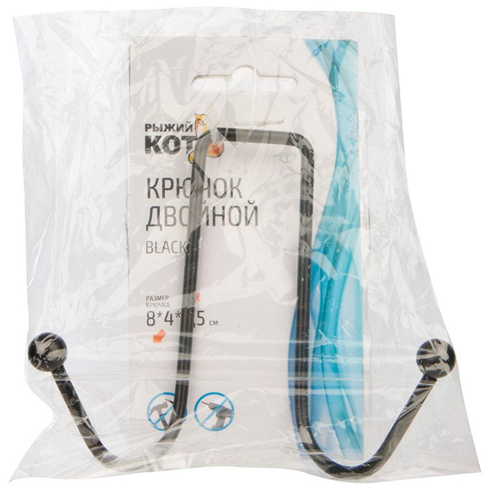 Крючок двойной "Black" на самоклеящейся основе