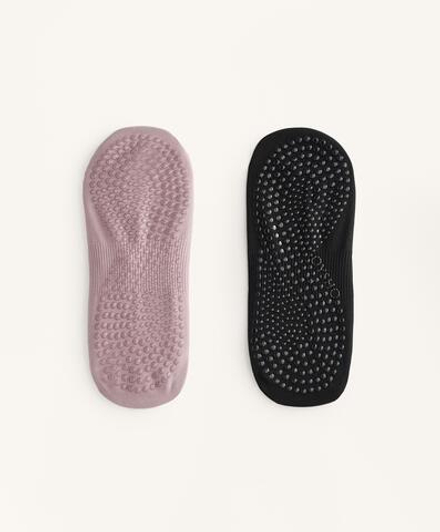 OYSHO Две пары носков из смесового хлопка с резинками для йоги и пилатеса, лиловый