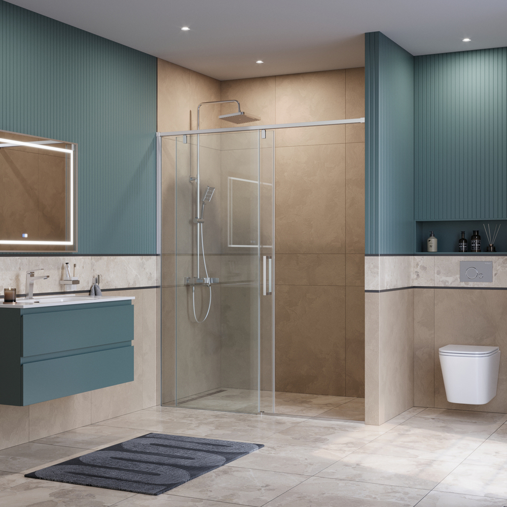 Душевая дверь шириной 160см BelBagno SOFT_CLOSE-1-BF-1-160-C-Cr профиль хром, стекло прозрачное