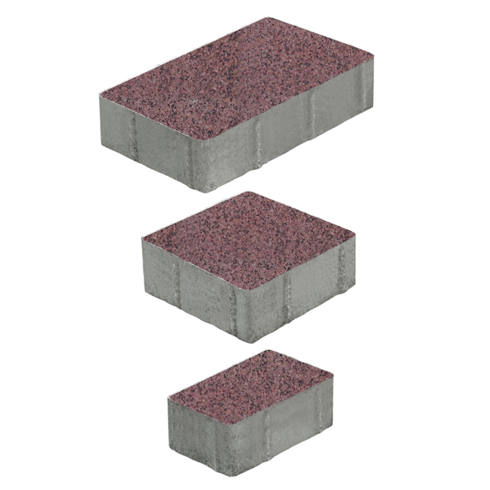 Тротуарная плитка СТАРЫЙ ГОРОД - Гранит+ Красный с черным, комплект из 3 видов плит