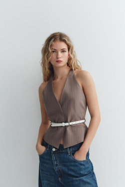 ZARA ДЖИНСЫ TRF BAGGY НА ЗАПÁХЕ СО СРЕДНЕЙ ПОСАДКОЙ, МОРСКОЙ СИНИЙ