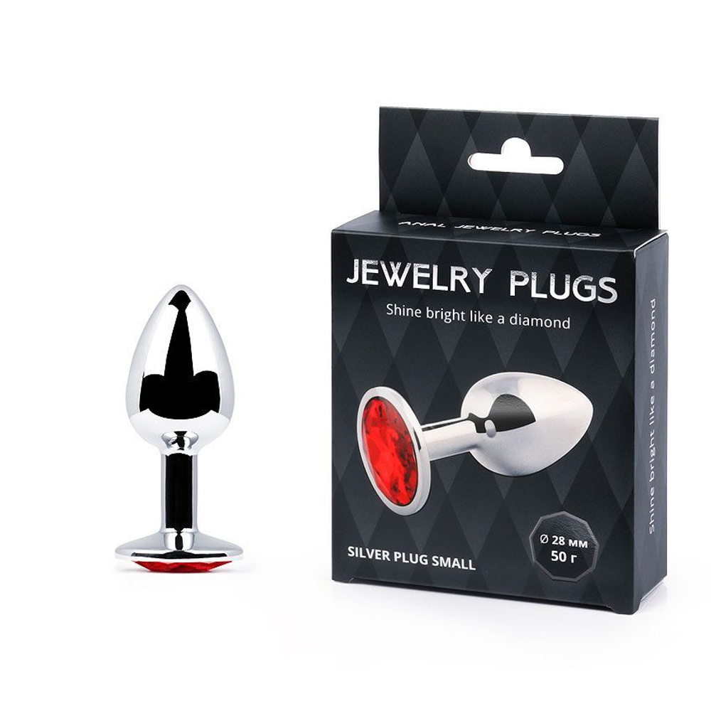 Silver plug small (втулка анальная) цвет кристалла красный, l 72 мм, d 28 мм, вес 50г, арт. ss-16