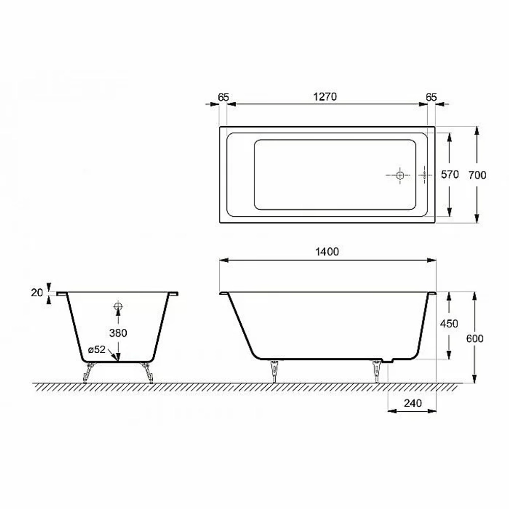 Ванна чугунная Delice Level Elite DLR230618R 140х70 белая