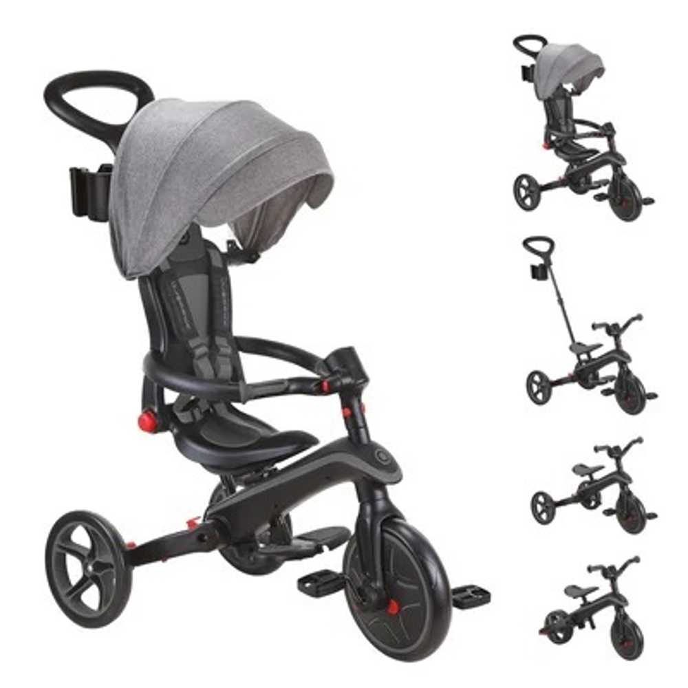Велосипед-беговел Globber Trike Explorer Foldable 4 в 1 Black-Grey
