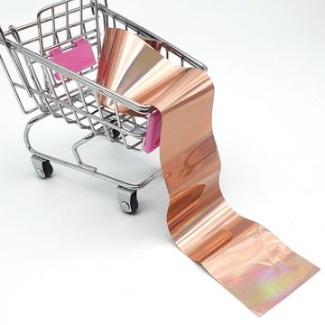 Фольга для литья и дизайна ногтей в пакетиках 1 метр, розовое золото голография