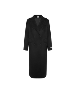 Пальто двубортное из шерсти мериноса и кролика черный