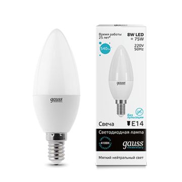Лампа Gauss LED Elementary Candle 8W E14 4100K 33128