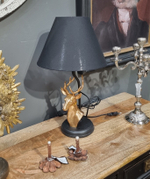 Лампа с головой оленя в.46 см Полистоун/металл/текстиль