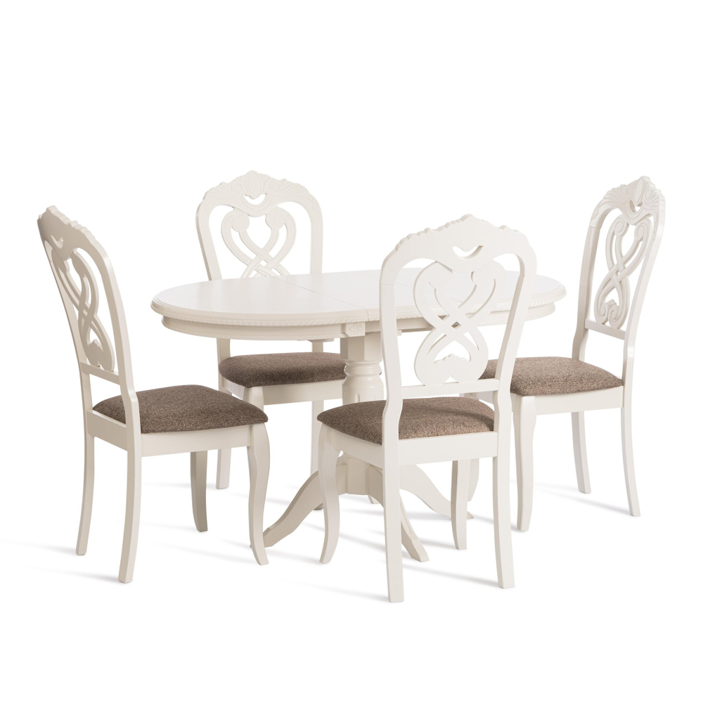Стул -Андромеда/ Andromeda дерево гевея, 47х55,5х107 см, Ivory white, ткань коричневая S168-7
