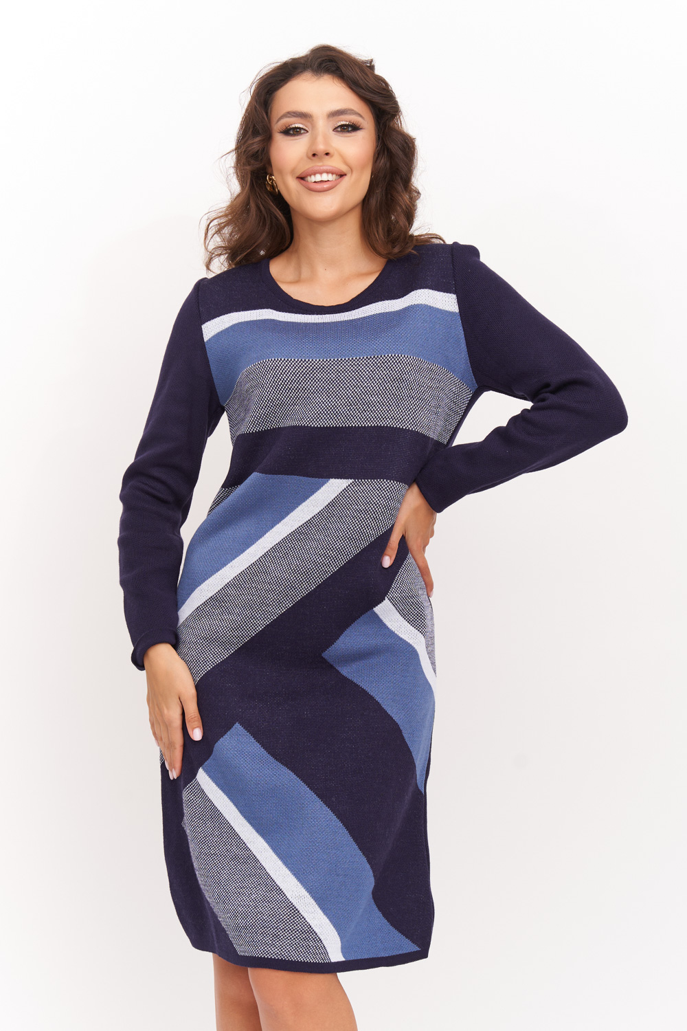 Платье С 1559/т.синий-индиго-графит