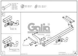 Фаркоп оцинкованный Galia T072C для Toyota RAV4 V XA50 2019-(паспорт и сертификат в комплекте)(без электрики)