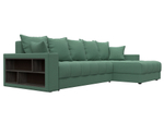 Диван угловой с декором и полкой Лига-050 НПБ, Амур 11 зеленый, Рогожка, 128590