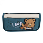 Пенал - косметичка Alingar, ткань, молния, боковой карман, вертушка, 190 х 80 х 35 мм, "Lucky Bear", медвежонок, микс (зеленый, синий, серый), европод