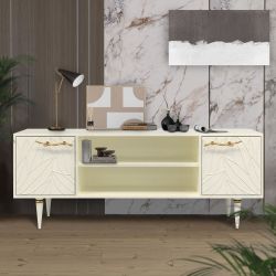 Тумба под ТВ Арт Колор leaves 155см Классик Голд Кремовый белый