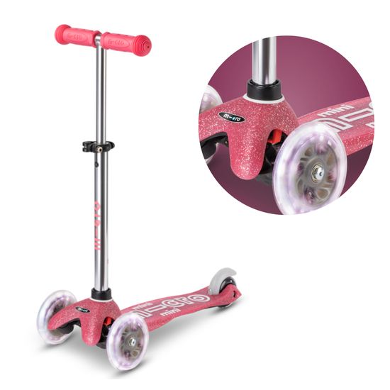 Cамокат Mini Micro Deluxe Блестящий LED розовый