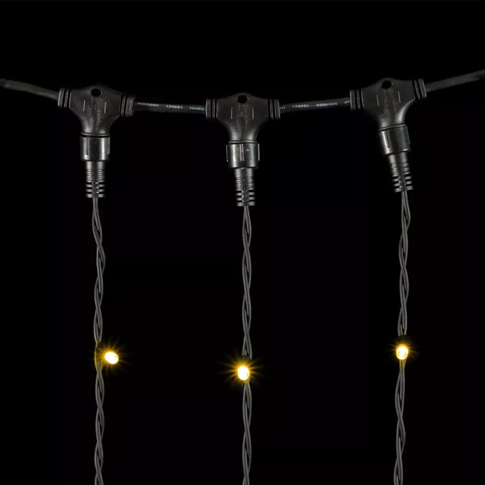 Светодиодный занавес Sealed 2*3 м., 220V., 600 теплых белых LED ламп, черный каучук, Beauty Led (LL602-1-2WW)