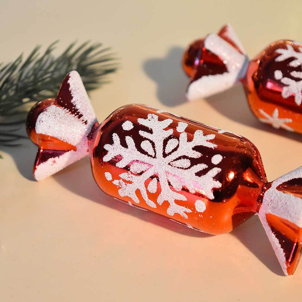 Елочные игрушки 2шт 11см "Конфета со снежинкой"