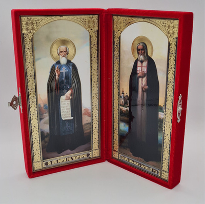 Складень барх. 9*18 именные Сергий Радонежский и Серафим Саровский (Ков) 11005351