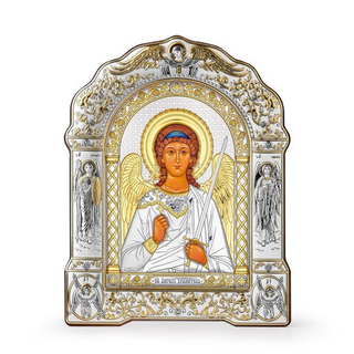Ангел Хранитель, икона арочная с рамкой, красное дерево 266х335