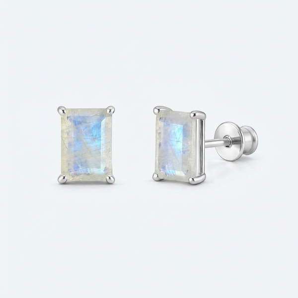 Серьги Сингапур с лунным камнем