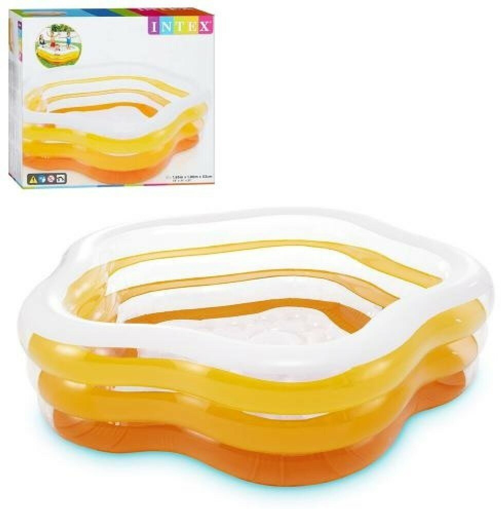 Бассейн надувной Intex 56495 Sea Shell 185х180х53 см / Пятиугольный бассейн Морская Звезда Интекс с надувным дном для дачи и отдыха