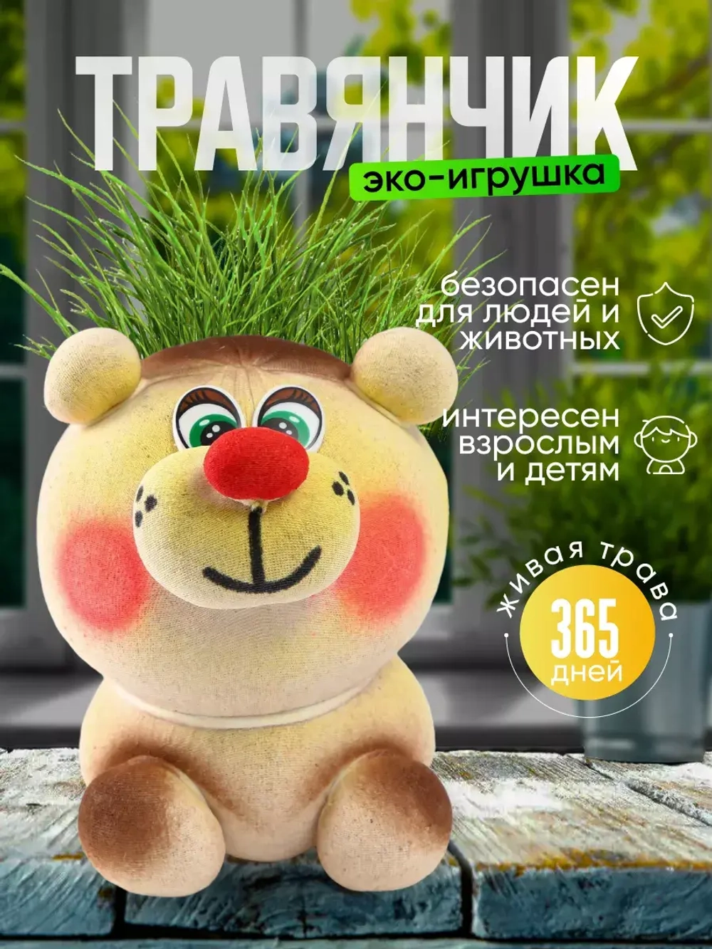 Экоживчик травянчик растущая травка "Мишка"
