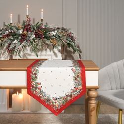 ДОРОЖКА "МОРОЗКО.СНЕГИРИ" 45Х145СМ ,КРАСНЫЙ, 100% ХЛОПОК,ТВИЛ ПРОПИТКА