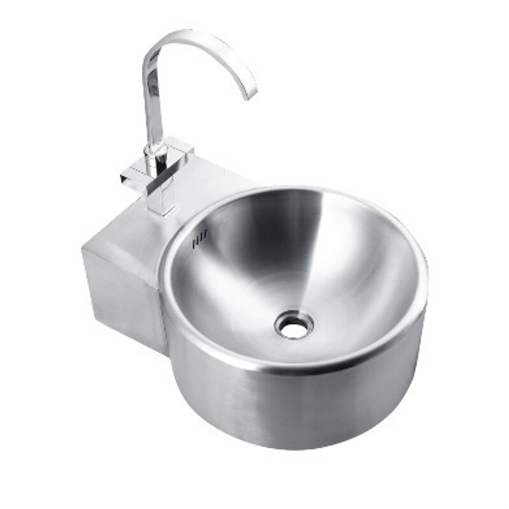 Раковина настенная круглая нерж. сталь NOFER 13062.S матовый