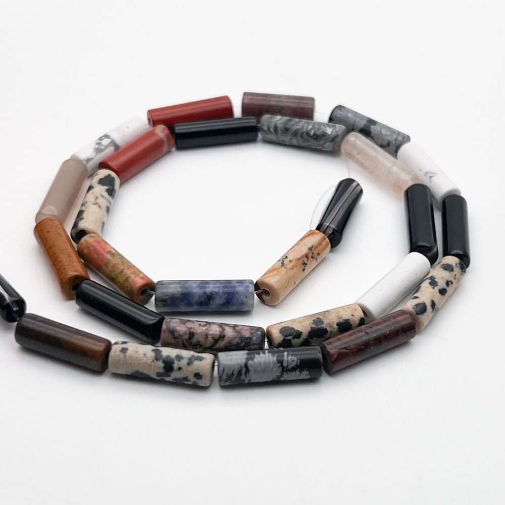 Натуральные камни микс бусины, размер около 13,5*4 мм, цена за нить 28 бусин