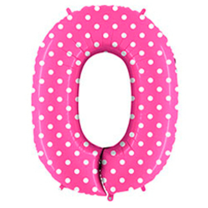 Цифра "0" горошек (розовый)