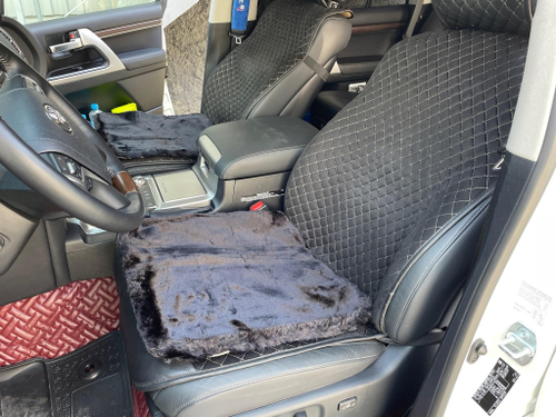 Подушка (Черный Горностай) на сиденье из искусственного меха, накидка, короткий ворс (1 шт,.) =