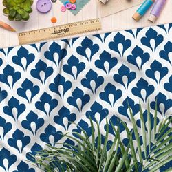 Ткань кулирная гладь синий королевский узор