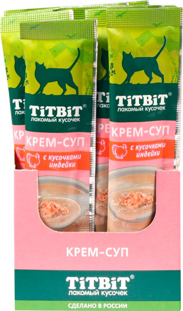 Tit Bit Крем-суп для кошек с кусочками индейки, 10г