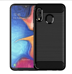 Чехол для Samsung Galaxy A20 (Galaxy A30, M10S) цвет Black (черный), серия Carbon от Caseport