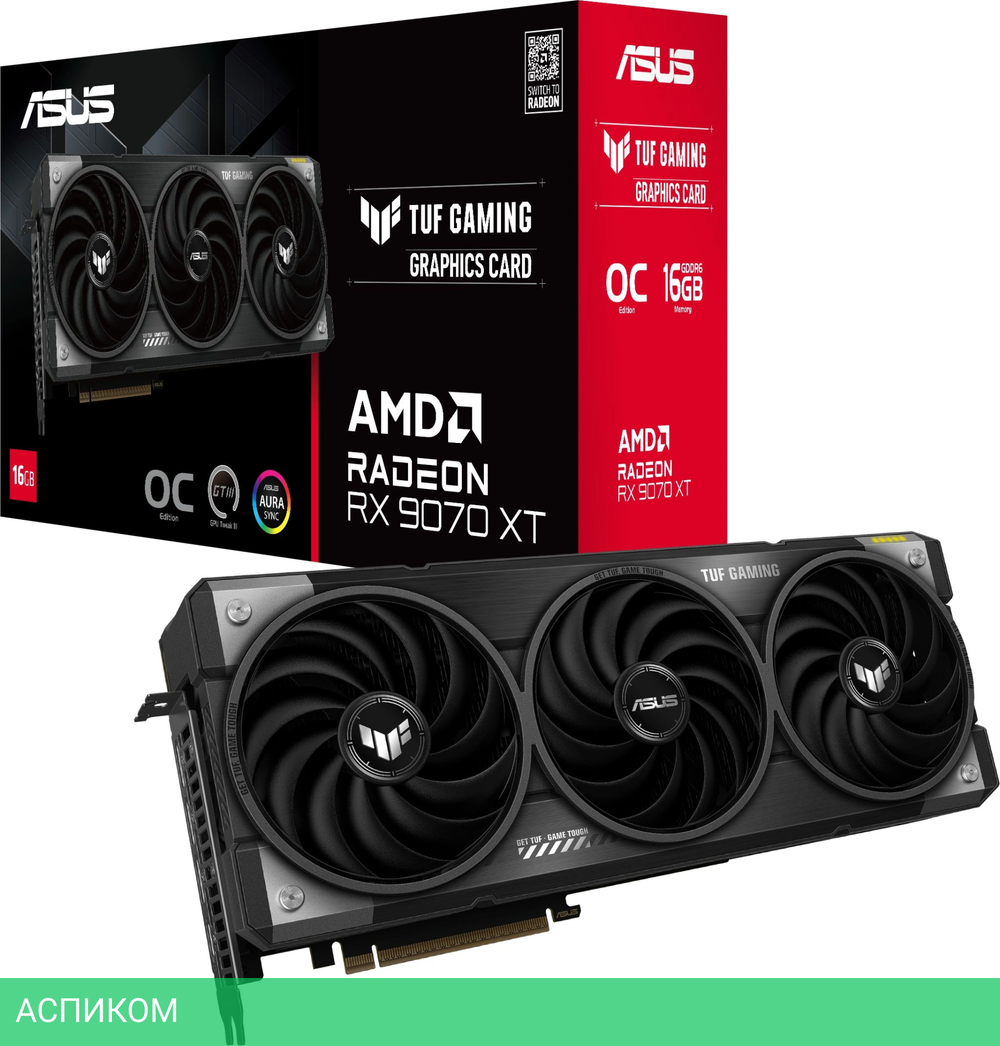 Видеокарта Asus TUF Gaming RX 9070XT OC Edition 16Gb GDDR6 (90YV0L70-M0NA00)
