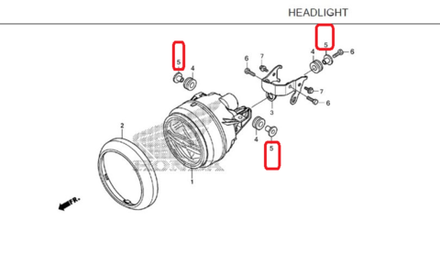 90504-K0G-900. COLLAR, HEADLIGHT MOUNTING, Honda C125