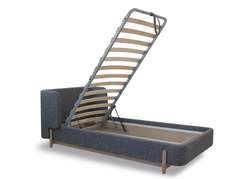 Кровать с подъемным механизмом Basic, 90х200 см (серый, рогожка)