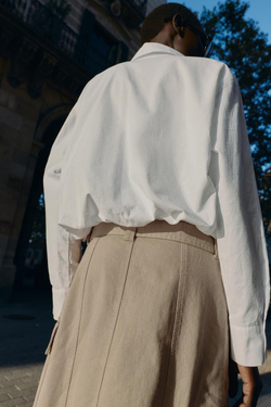 ZARA РУБАШКА ИЗПОПЛИНА, ЖЕЛТОВАТО-БЕЛЫЙ