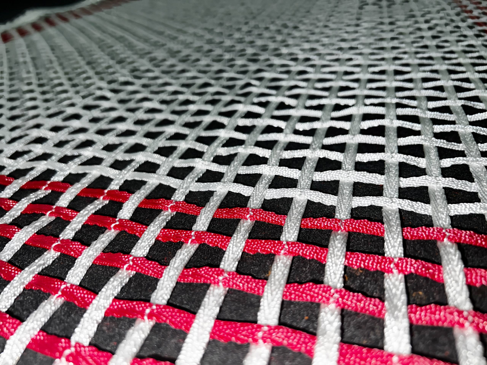 Сетка для двойного минитрампа - плетеная прошитая тесьма (6х6 мм) с ремнем - 286х92см