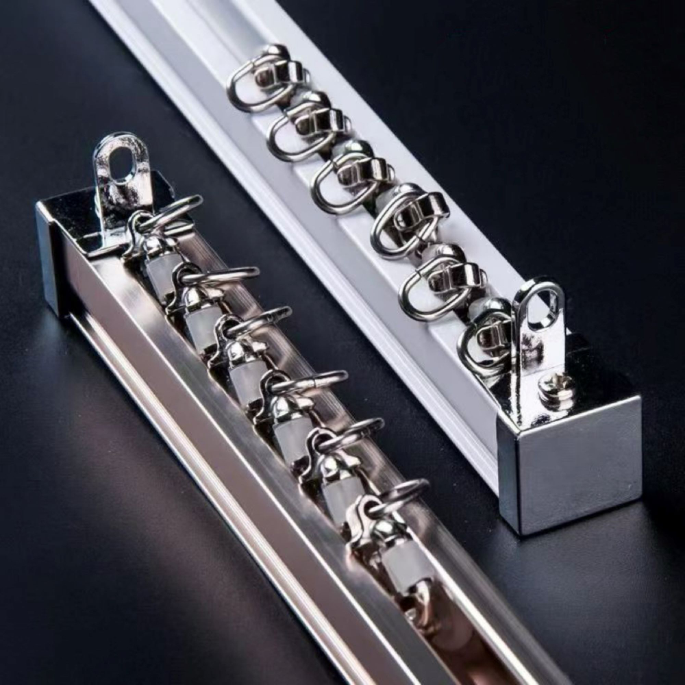 Тихий алюминиевый карниз для штор с бегунками, потолочный/настенный