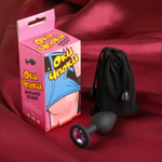 Черная анальная пробка с лиловым кристаллом - 7,2 см. (Цвет: черный)