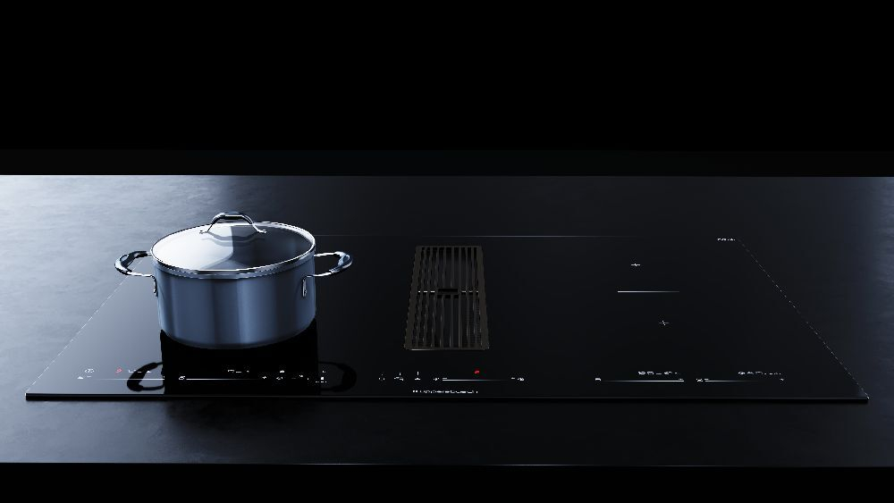 Индукционная варочная панель с вытяжкой Kuppersbusch KMI 8590.0 SR Black Chrome