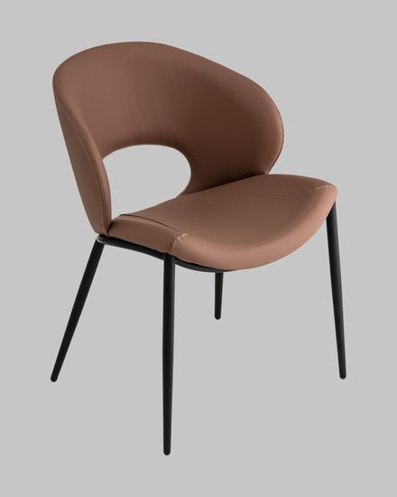 Стул Brown экокожа светло-коричневая, ножки черный металл